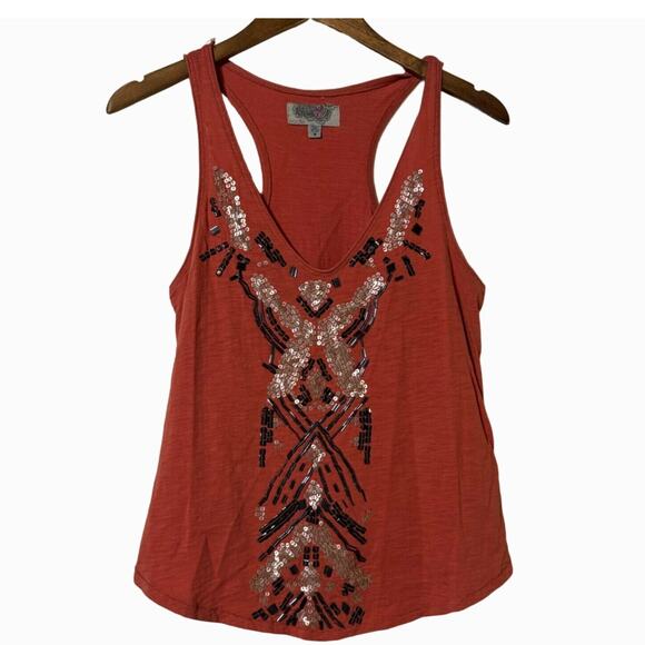 Ecote Urban Outfitters Beaded Embellished Orange Tank Small - Picture 1 of 7